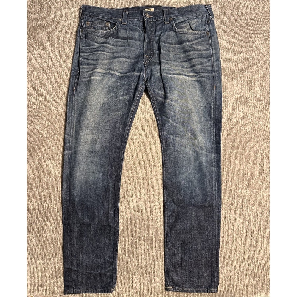 True Religion Dean Modern Tapered Jeans Mens 42x32 Blue Stretch Denim Pants